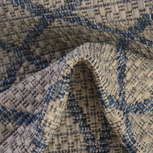 Gray Blue 3' x 3' Outdoor Trellis Round Rug