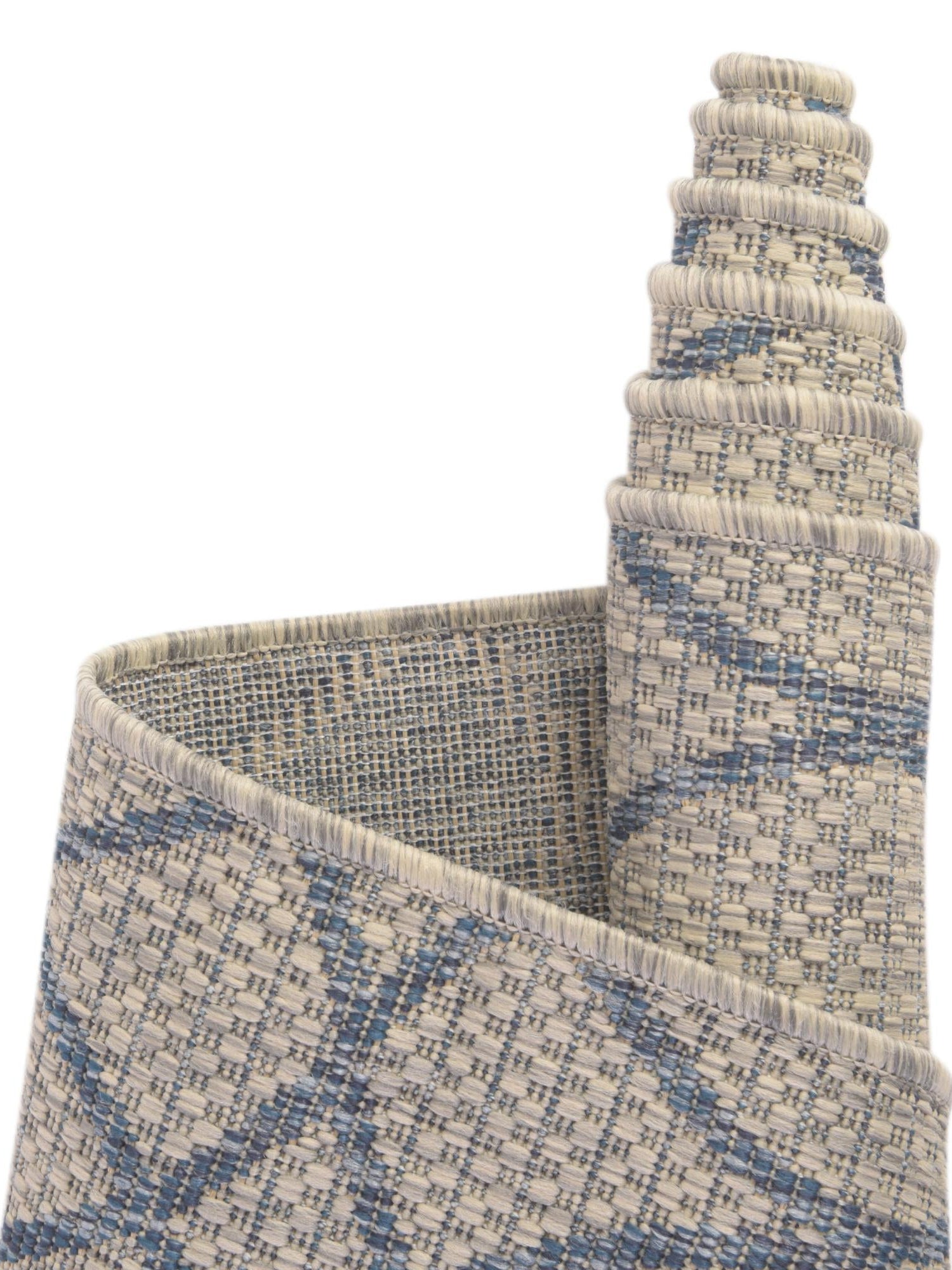 Gray Blue 3' x 3' Outdoor Trellis Round Area Rug Weather Resistant for Patio, Deck, Terrace, Balcony, Porch Geometric Design Water Safe Outside Carpet for Sale at Rug Engine