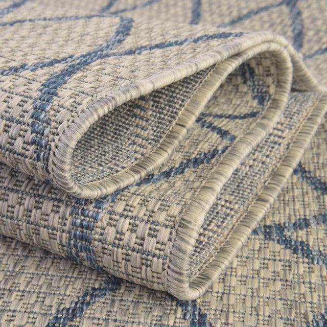 Gray Blue 3' x 3' Outdoor Trellis Round Rug
