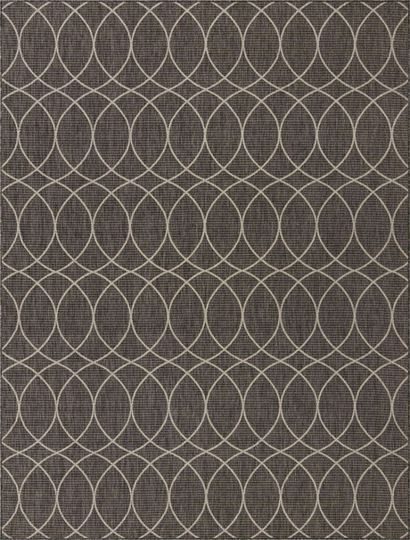 Charcoal 9' x 12' Outdoor Trellis Rectangle Rug