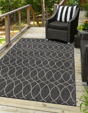 Charcoal 10' x 14' 1 Outdoor Trellis Rectangle Area Rug Weather Resistant for Patio, Deck, Terrace, Balcony, Porch Geometric Design Water Safe Outside Carpet for Sale at Rug Engine