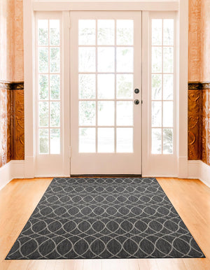 Charcoal 10' x 14' 1 Outdoor Trellis Rectangle Area Rug Weather Resistant for Patio, Deck, Terrace, Balcony, Porch Geometric Design Water Safe Outside Carpet for Sale at Rug Engine