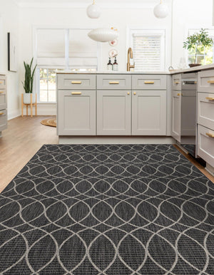Charcoal 7' 10 x 11' Outdoor Trellis Rectangle Area Rug Weather Resistant for Patio, Deck, Terrace, Balcony, Porch Geometric Design Water Safe Outside Carpet for Sale at Rug Engine