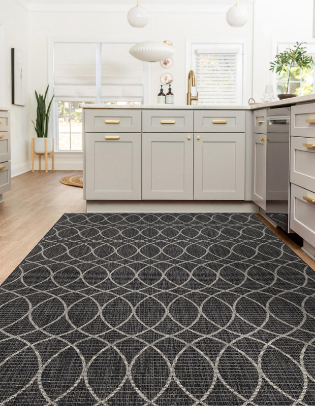 Charcoal 10' x 14' 1 Outdoor Trellis Rectangle Area Rug Weather Resistant for Patio, Deck, Terrace, Balcony, Porch Geometric Design Water Safe Outside Carpet for Sale at Rug Engine