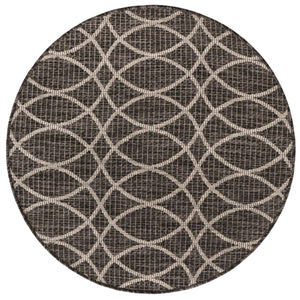 Charcoal 3' 1 x 3' 1 Outdoor Trellis Round Area Rug Weather Resistant for Patio, Deck, Terrace, Balcony, Porch Geometric Design Water Safe Outside Carpet for Sale at Rug Engine