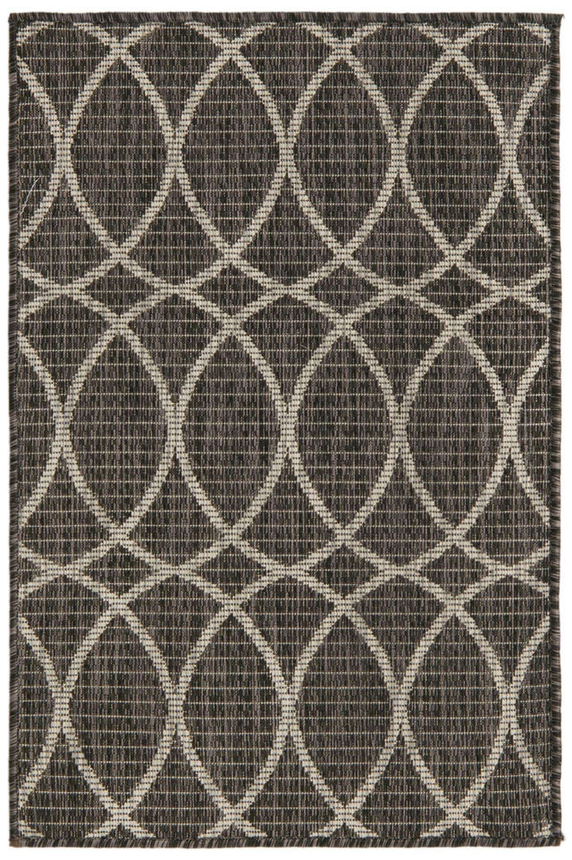 Charcoal 2' x 3' 1 Outdoor Trellis Rectangle Area Rug Weather Resistant for Patio, Deck, Terrace, Balcony, Porch Geometric Design Water Safe Outside Carpet for Sale at Rug Engine