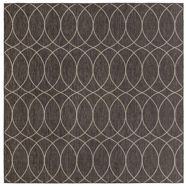 Charcoal 10' x 10' Outdoor Trellis Square Area Rug Weather Resistant for Patio, Deck, Terrace, Balcony, Porch Geometric Design Water Safe Outside Carpet for Sale at Rug Engine
