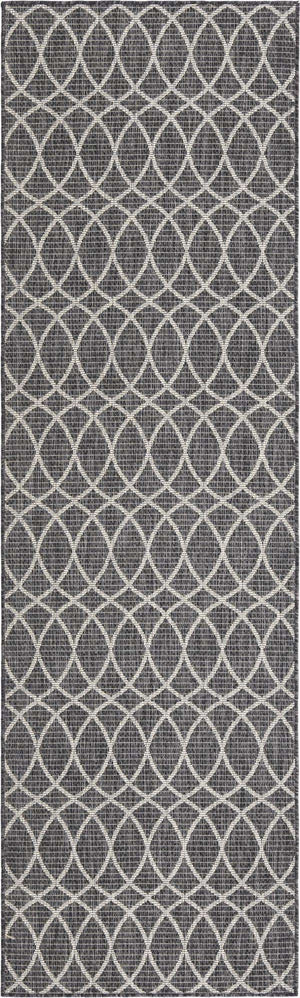 Charcoal 2' 7 x 10' Outdoor Trellis Runner Area Rug Weather Resistant for Patio, Deck, Terrace, Balcony, Porch Geometric Design Water Safe Outside Carpet for Sale at Rug Engine