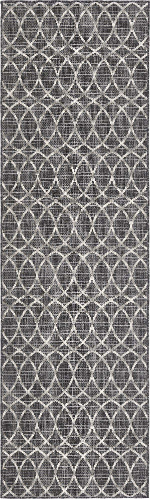 Charcoal 2' 7 x 10' Outdoor Trellis Runner Area Rug Weather Resistant for Patio, Deck, Terrace, Balcony, Porch Geometric Design Water Safe Outside Carpet for Sale at Rug Engine