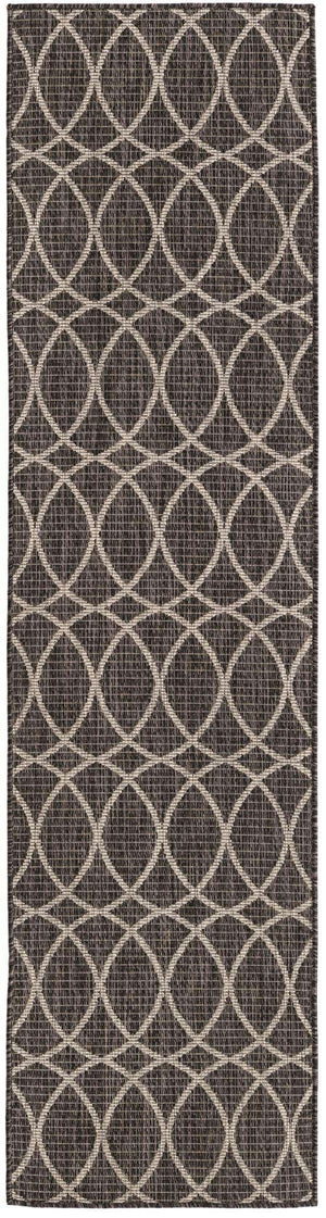 Charcoal 2' x 8' Outdoor Trellis Runner Area Rug Weather Resistant for Patio, Deck, Terrace, Balcony, Porch Geometric Design Water Safe Outside Carpet for Sale at Rug Engine