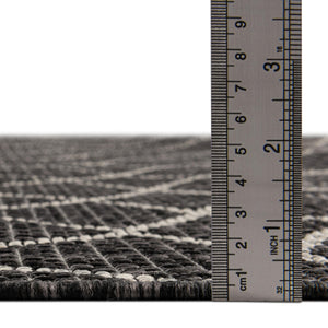Charcoal 2' x 6' 1 Outdoor Trellis Runner Area Rug Weather Resistant for Patio, Deck, Terrace, Balcony, Porch Geometric Design Water Safe Outside Carpet for Sale at Rug Engine