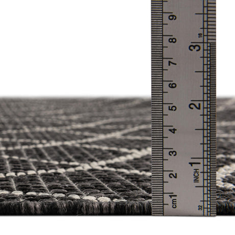 Charcoal 2' x 6' 1 Outdoor Trellis Runner Area Rug Weather Resistant for Patio, Deck, Terrace, Balcony, Porch Geometric Design Water Safe Outside Carpet for Sale at Rug Engine
