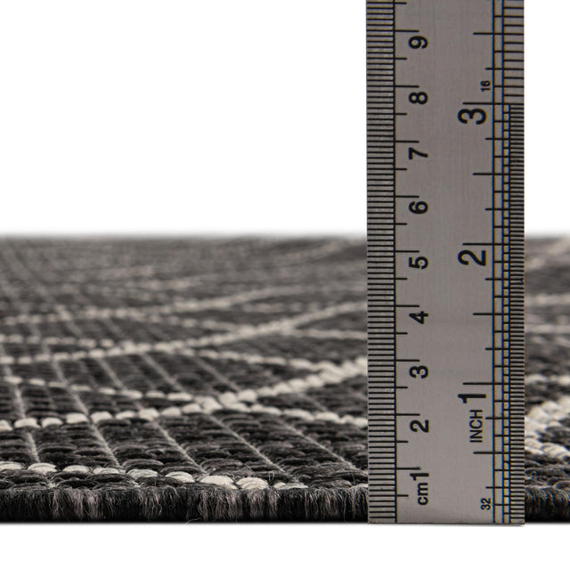 Charcoal 2' x 6' 1 Outdoor Trellis Runner Area Rug Weather Resistant for Patio, Deck, Terrace, Balcony, Porch Geometric Design Water Safe Outside Carpet for Sale at Rug Engine