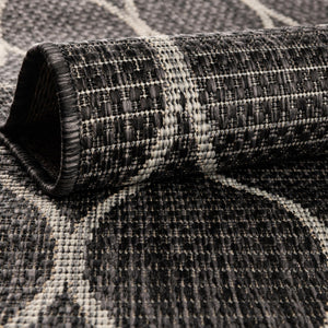 Charcoal 2' x 6' 1 Outdoor Trellis Runner Area Rug Weather Resistant for Patio, Deck, Terrace, Balcony, Porch Geometric Design Water Safe Outside Carpet for Sale at Rug Engine