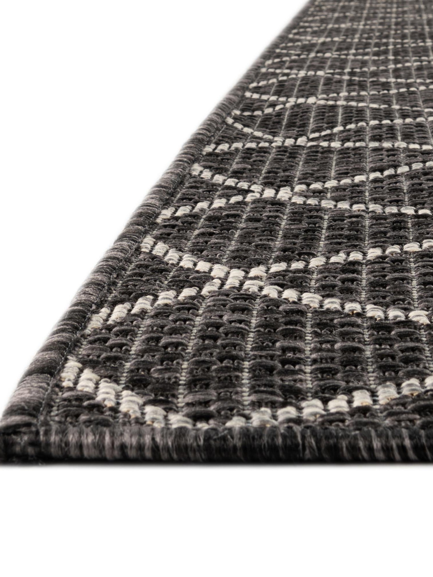 Charcoal 2' x 6' 1 Outdoor Trellis Runner Area Rug Weather Resistant for Patio, Deck, Terrace, Balcony, Porch Geometric Design Water Safe Outside Carpet for Sale at Rug Engine