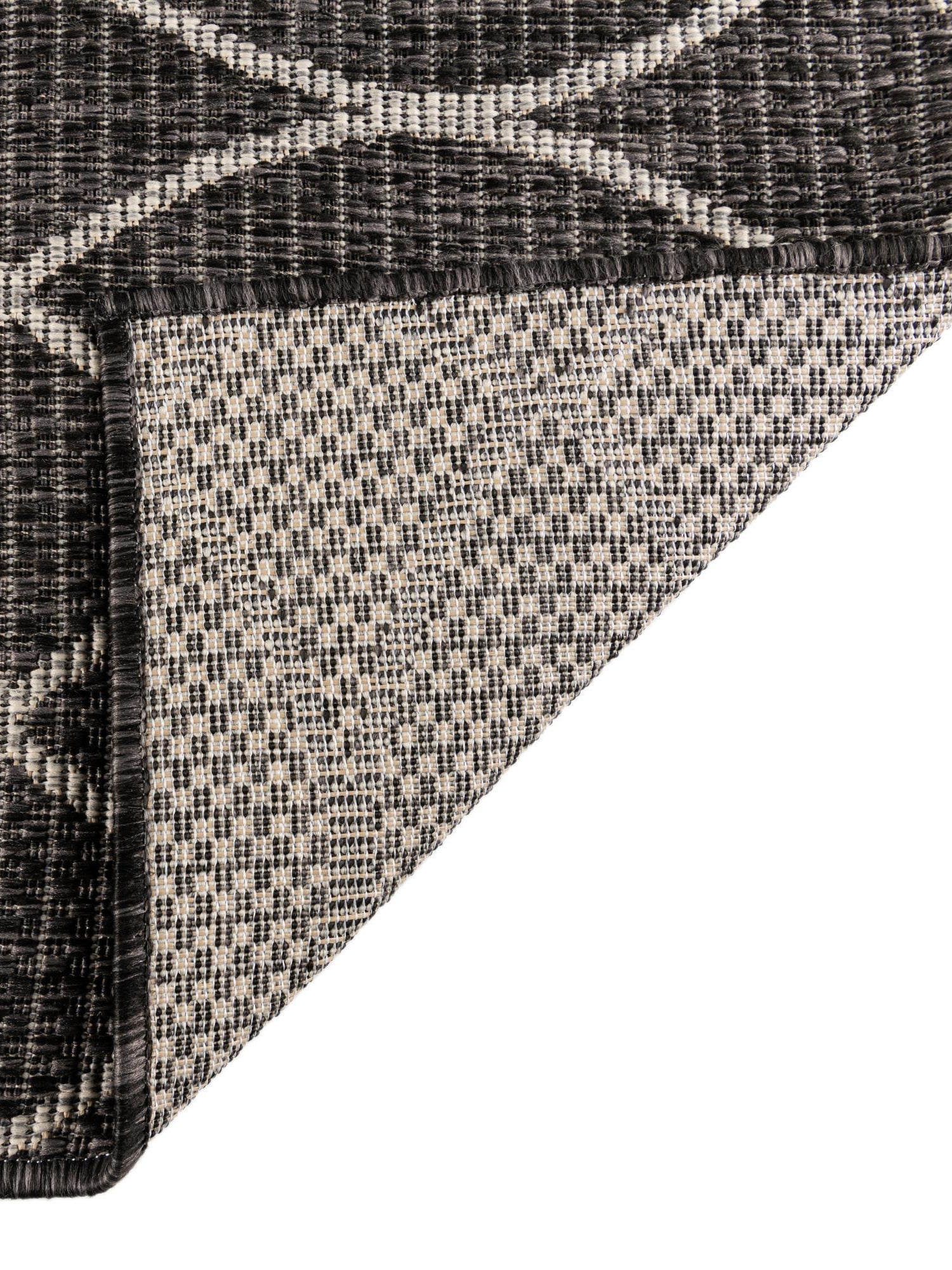 Charcoal 2' x 6' 1 Outdoor Trellis Runner Area Rug Weather Resistant for Patio, Deck, Terrace, Balcony, Porch Geometric Design Water Safe Outside Carpet for Sale at Rug Engine
