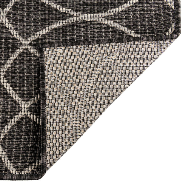 Charcoal 2' x 6' 1 Outdoor Trellis Runner Area Rug Weather Resistant for Patio, Deck, Terrace, Balcony, Porch Geometric Design Water Safe Outside Carpet for Sale at Rug Engine