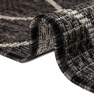 Charcoal 2' x 6' 1 Outdoor Trellis Runner Area Rug Weather Resistant for Patio, Deck, Terrace, Balcony, Porch Geometric Design Water Safe Outside Carpet for Sale at Rug Engine