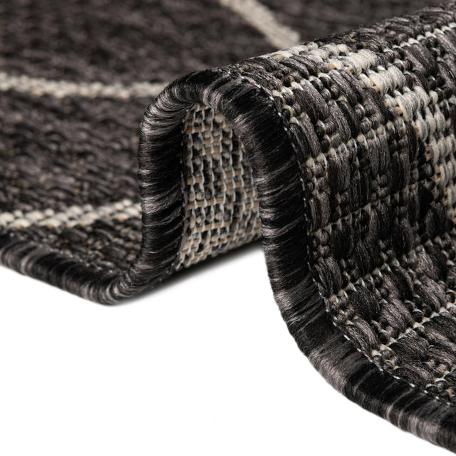 Charcoal 2' x 6' 1 Outdoor Trellis Runner Area Rug Weather Resistant for Patio, Deck, Terrace, Balcony, Porch Geometric Design Water Safe Outside Carpet for Sale at Rug Engine