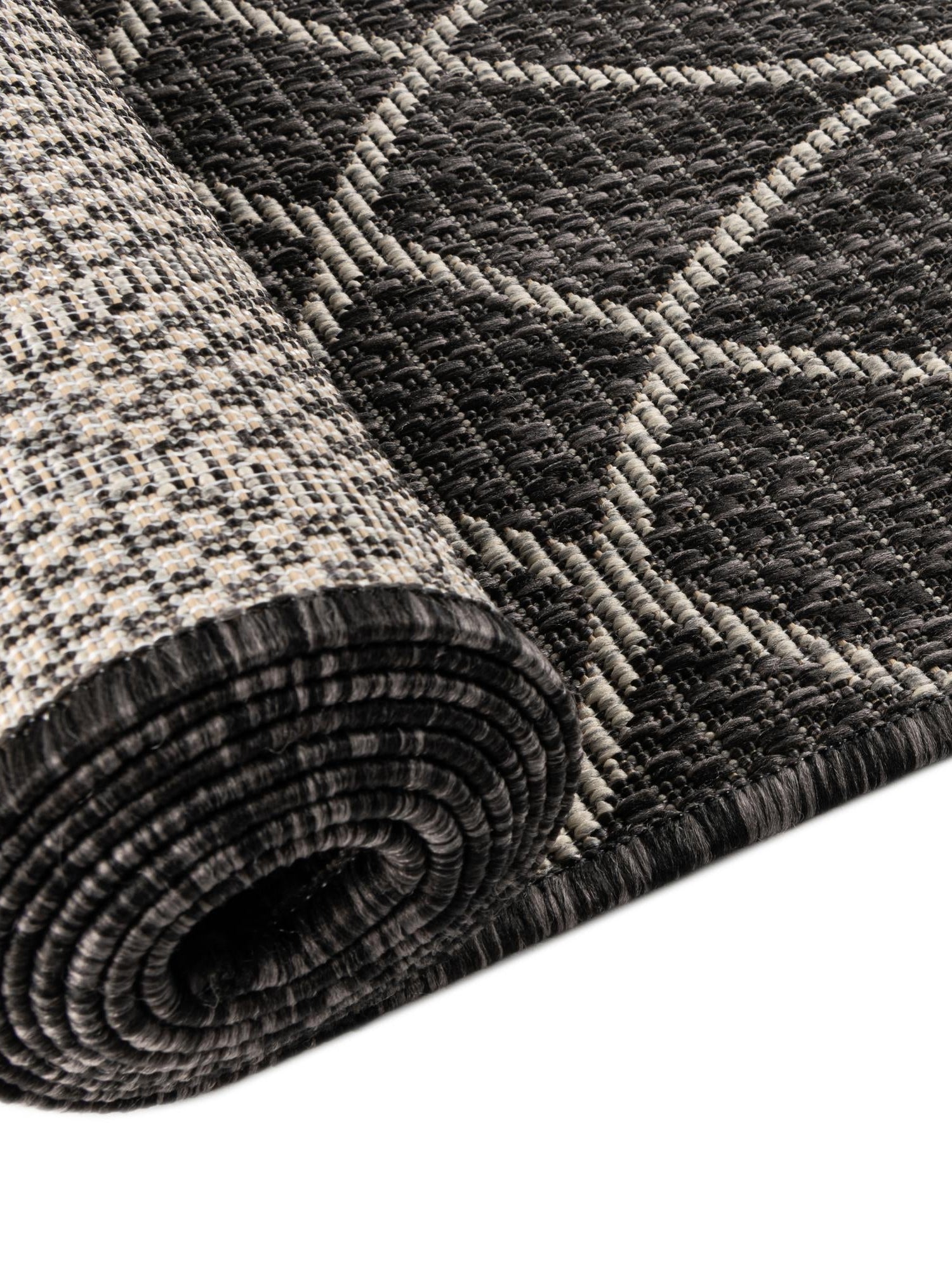Charcoal 2' x 6' 1 Outdoor Trellis Runner Area Rug Weather Resistant for Patio, Deck, Terrace, Balcony, Porch Geometric Design Water Safe Outside Carpet for Sale at Rug Engine