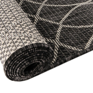 Charcoal 2' x 6' 1 Outdoor Trellis Runner Area Rug Weather Resistant for Patio, Deck, Terrace, Balcony, Porch Geometric Design Water Safe Outside Carpet for Sale at Rug Engine