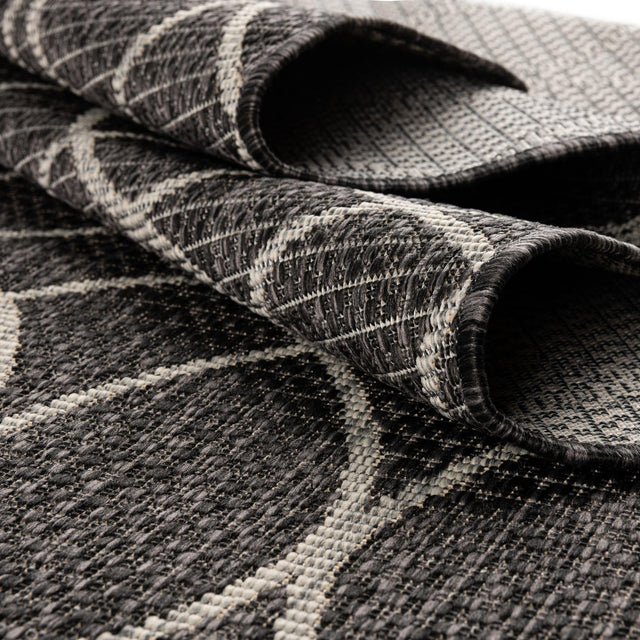 Charcoal 2' x 6' 1 Outdoor Trellis Runner Area Rug Weather Resistant for Patio, Deck, Terrace, Balcony, Porch Geometric Design Water Safe Outside Carpet for Sale at Rug Engine