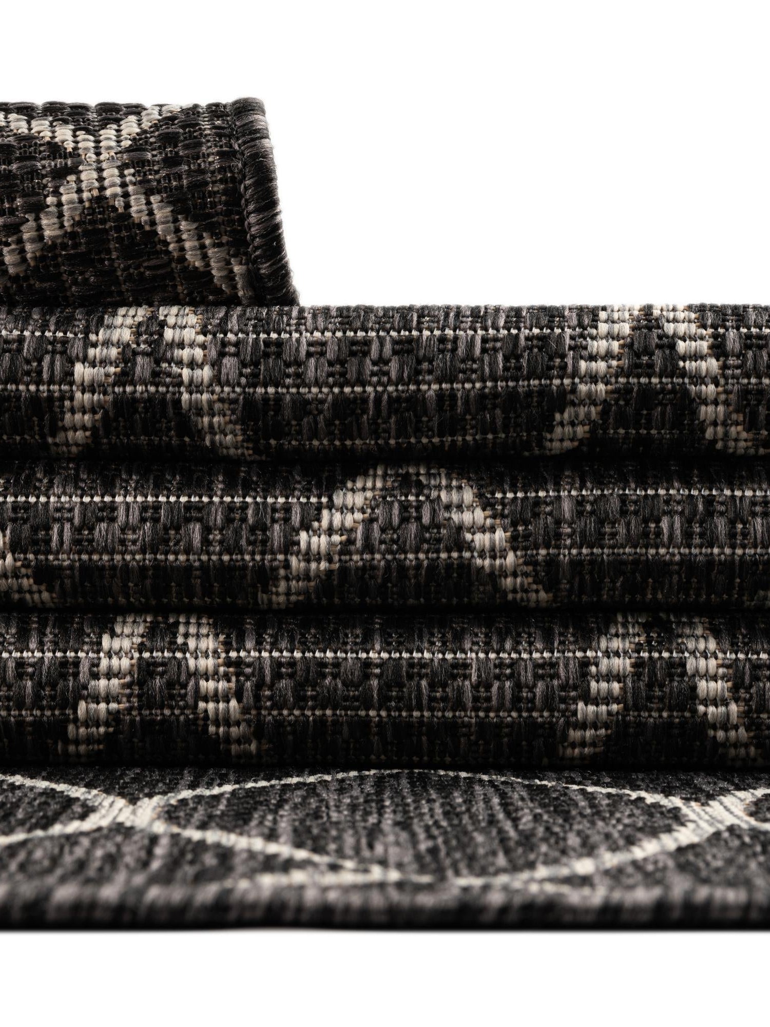 Charcoal 2' x 6' 1 Outdoor Trellis Runner Area Rug Weather Resistant for Patio, Deck, Terrace, Balcony, Porch Geometric Design Water Safe Outside Carpet for Sale at Rug Engine