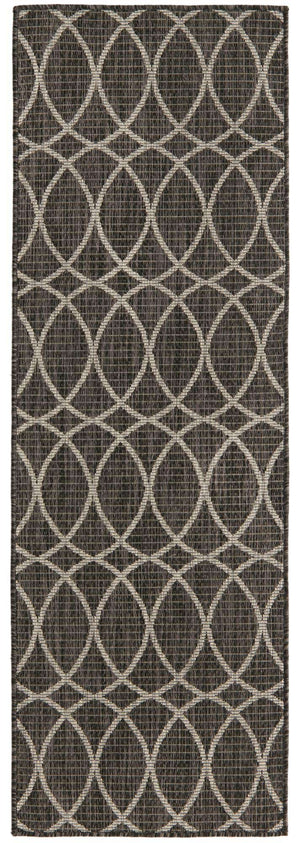 Charcoal 2' x 6' 1 Outdoor Trellis Runner Area Rug Weather Resistant for Patio, Deck, Terrace, Balcony, Porch Geometric Design Water Safe Outside Carpet for Sale at Rug Engine