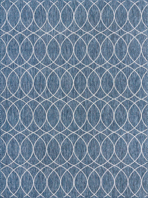 Blue 9' x 12' Outdoor Trellis Rectangle Area Rug Weather Resistant for Patio, Deck, Terrace, Balcony, Porch Geometric Design Water Safe Outside Carpet for Sale at Rug Engine