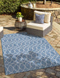 Blue 3' 1 x 5' 3 Outdoor Trellis Rectangle Area Rug Weather Resistant for Patio, Deck, Terrace, Balcony, Porch Geometric Design Water Safe Outside Carpet for Sale at Rug Engine