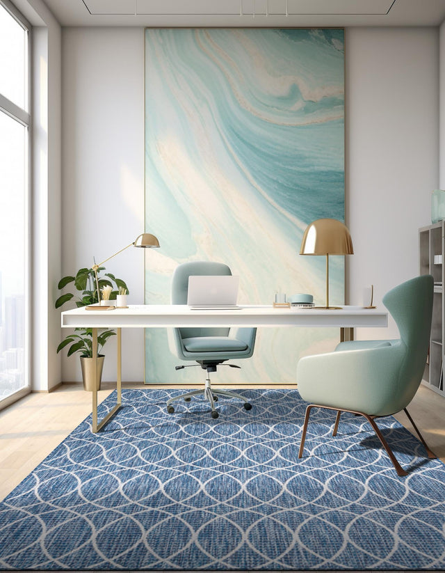 Blue 10' x 14' 1 Outdoor Trellis Rectangle Rug