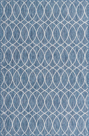 Blue 5' 3 x 8' Outdoor Trellis Rectangle Area Rug Weather Resistant for Patio, Deck, Terrace, Balcony, Porch Geometric Design Water Safe Outside Carpet for Sale at Rug Engine