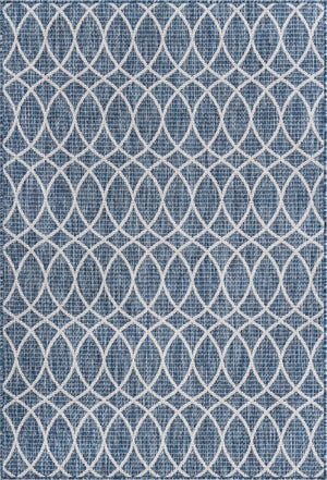 Blue 4' 1 x 6' 1 Outdoor Trellis Rectangle Area Rug Weather Resistant for Patio, Deck, Terrace, Balcony, Porch Geometric Design Water Safe Outside Carpet for Sale at Rug Engine