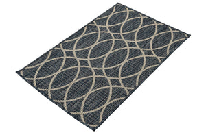 Blue 2' x 3' 1 Outdoor Trellis Rectangle Area Rug Weather Resistant for Patio, Deck, Terrace, Balcony, Porch Geometric Design Water Safe Outside Carpet for Sale at Rug Engine