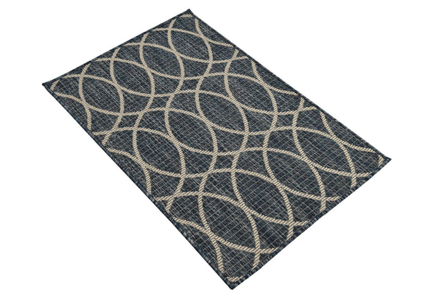 Blue 2' x 3' 1 Outdoor Trellis Rectangle Area Rug Weather Resistant for Patio, Deck, Terrace, Balcony, Porch Geometric Design Water Safe Outside Carpet for Sale at Rug Engine