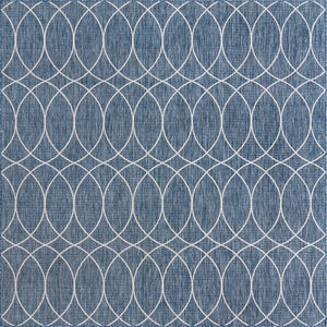 Blue 10' x 10' Outdoor Trellis Square Rug