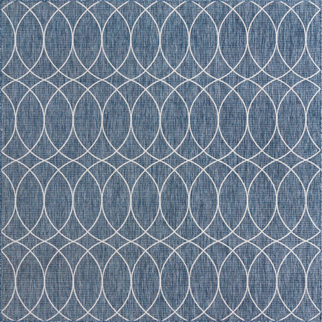 Blue 10' x 10' Outdoor Trellis Square Rug