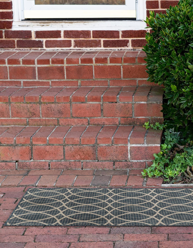 Blue 2' x 8' Outdoor Trellis Runner Area Rug Weather Resistant for Patio, Deck, Terrace, Balcony, Porch Geometric Design Water Safe Outside Carpet for Sale at Rug Engine