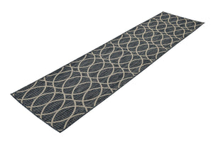 Blue 2' x 8' Outdoor Trellis Runner Area Rug Weather Resistant for Patio, Deck, Terrace, Balcony, Porch Geometric Design Water Safe Outside Carpet for Sale at Rug Engine