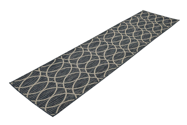 Blue 2' x 8' Outdoor Trellis Runner Area Rug Weather Resistant for Patio, Deck, Terrace, Balcony, Porch Geometric Design Water Safe Outside Carpet for Sale at Rug Engine