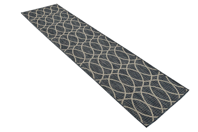 Blue 2' x 8' Outdoor Trellis Runner Area Rug Weather Resistant for Patio, Deck, Terrace, Balcony, Porch Geometric Design Water Safe Outside Carpet for Sale at Rug Engine