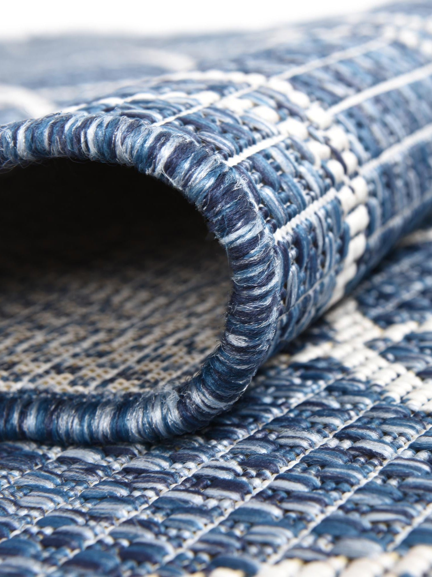 Blue 2' x 8' Outdoor Trellis Runner Area Rug Weather Resistant for Patio, Deck, Terrace, Balcony, Porch Geometric Design Water Safe Outside Carpet for Sale at Rug Engine