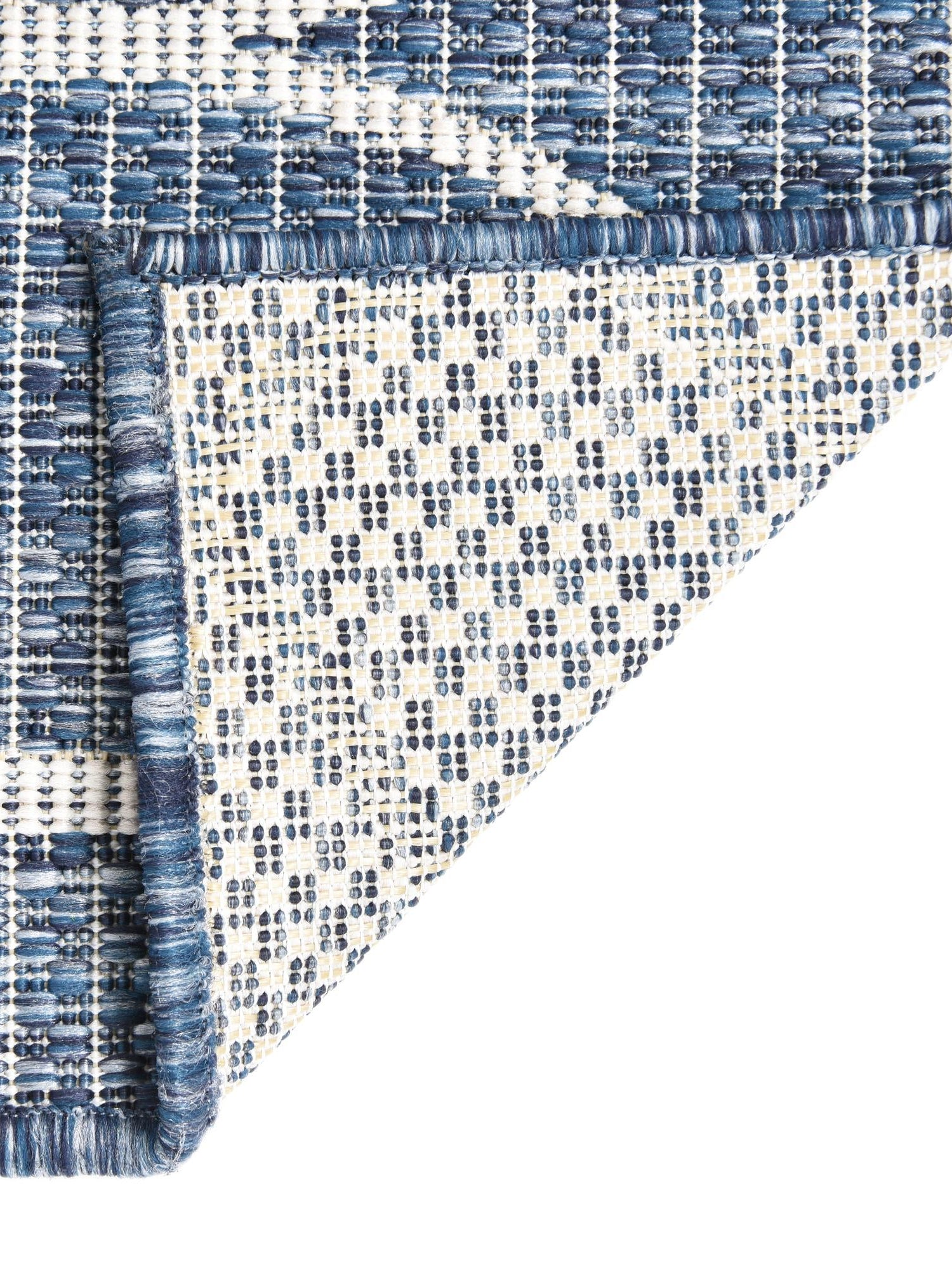 Blue 2' x 8' Outdoor Trellis Runner Area Rug Weather Resistant for Patio, Deck, Terrace, Balcony, Porch Geometric Design Water Safe Outside Carpet for Sale at Rug Engine