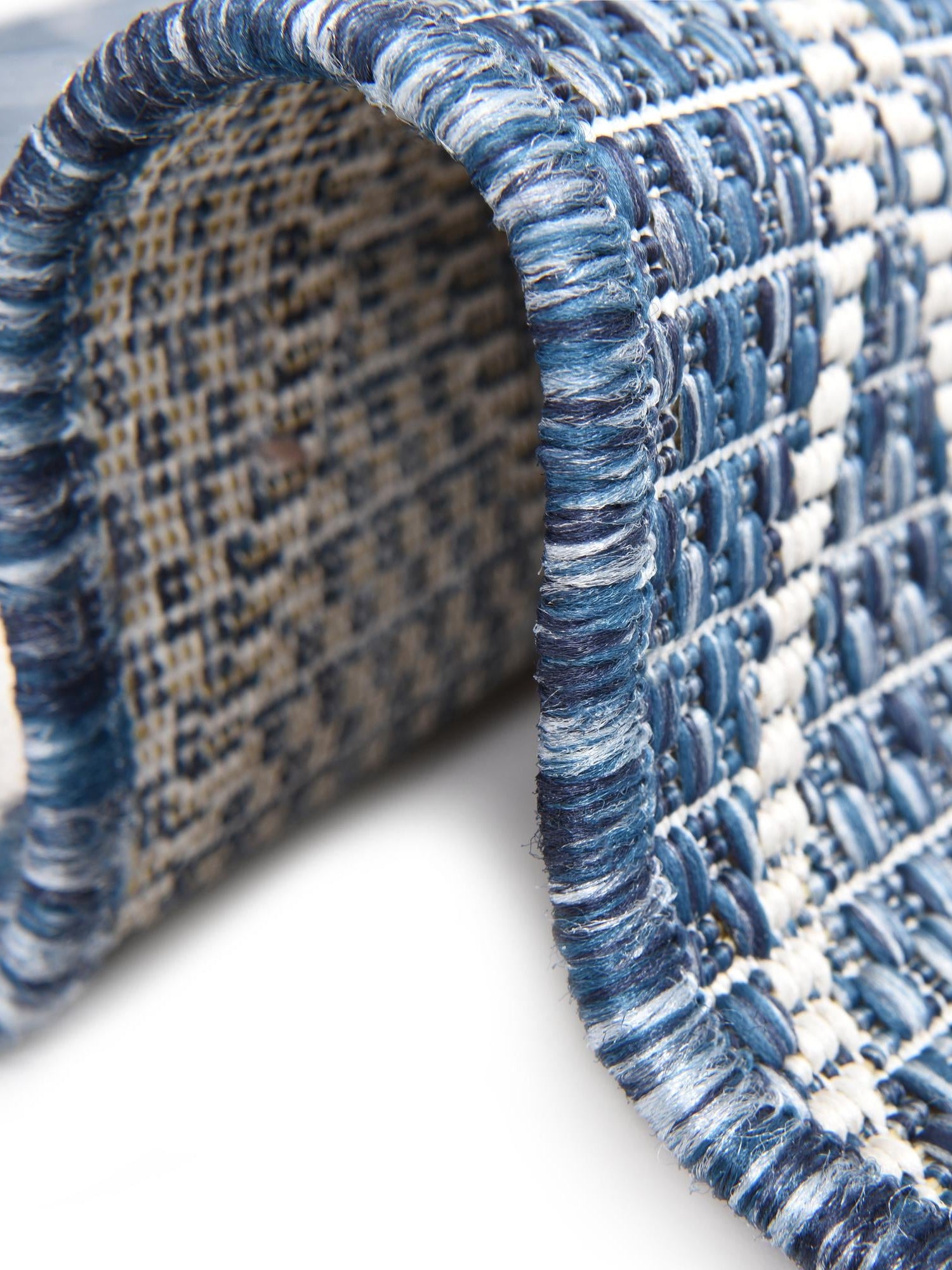 Blue 2' x 8' Outdoor Trellis Runner Area Rug Weather Resistant for Patio, Deck, Terrace, Balcony, Porch Geometric Design Water Safe Outside Carpet for Sale at Rug Engine