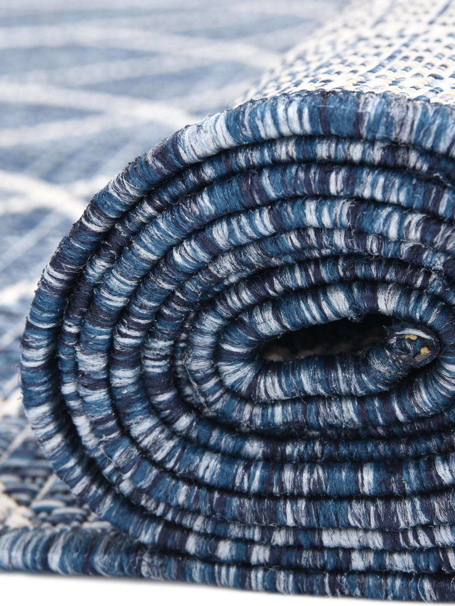Blue 2' x 8' Outdoor Trellis Runner Area Rug Weather Resistant for Patio, Deck, Terrace, Balcony, Porch Geometric Design Water Safe Outside Carpet for Sale at Rug Engine