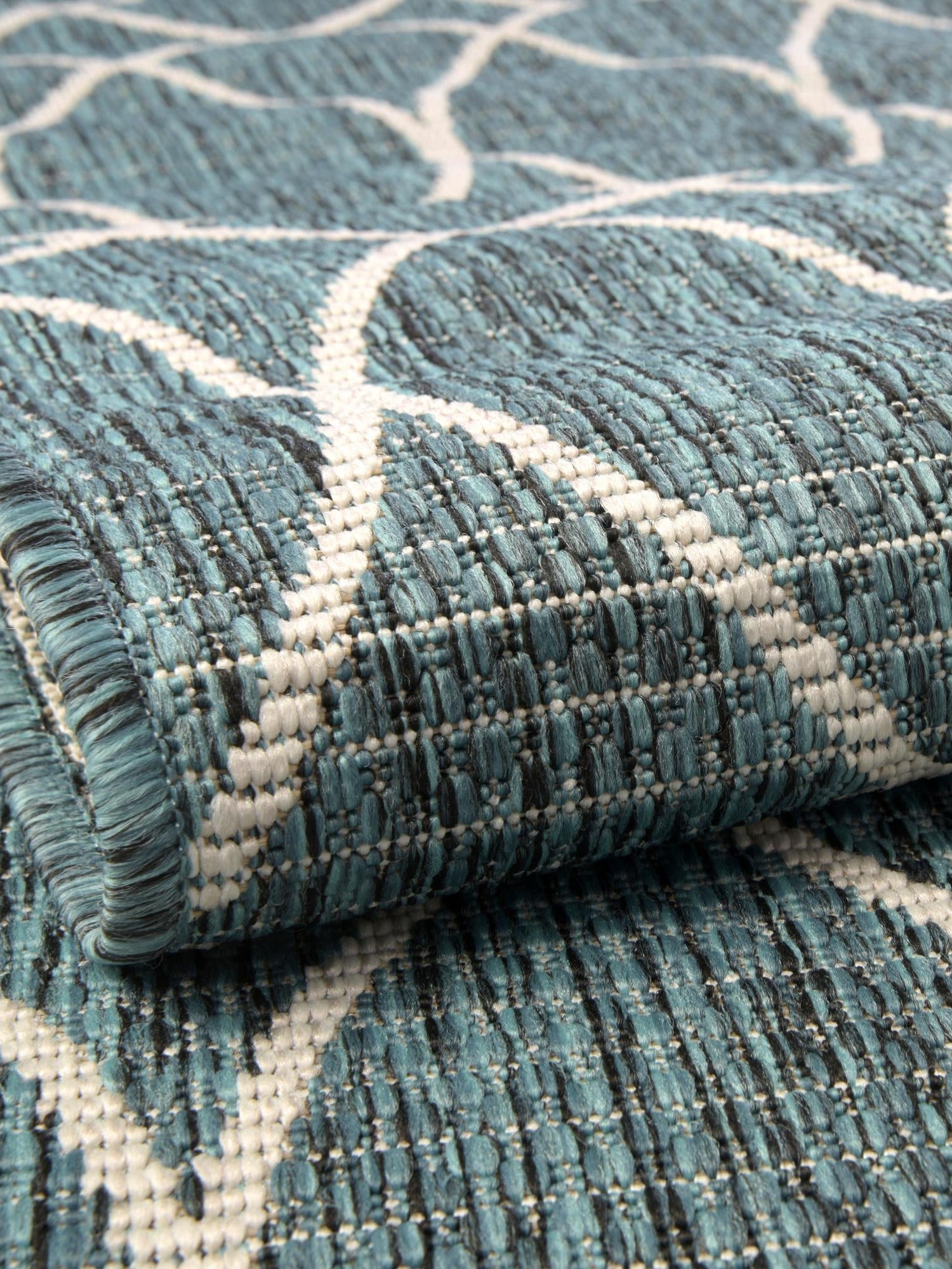 Teal 7' 10 x 11' Outdoor Trellis Rectangle Area Rug Weather Resistant for Patio, Deck, Terrace, Balcony, Porch Geometric Design Water Safe Outside Carpet for Sale at Rug Engine