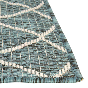 Teal 7' 10 x 11' Outdoor Trellis Rectangle Area Rug Weather Resistant for Patio, Deck, Terrace, Balcony, Porch Geometric Design Water Safe Outside Carpet for Sale at Rug Engine