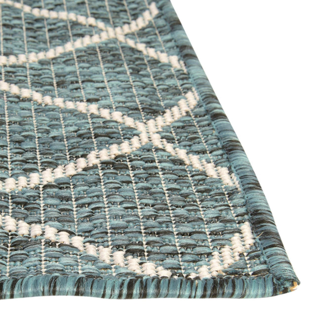 Teal 5' 3 x 7' 10 Outdoor Trellis Rectangle Area Rug Weather Resistant for Patio, Deck, Terrace, Balcony, Porch Geometric Design Water Safe Outside Carpet for Sale at Rug Engine