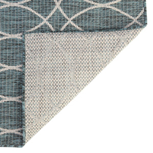 Teal 5' 3 x 7' 10 Outdoor Trellis Rectangle Area Rug Weather Resistant for Patio, Deck, Terrace, Balcony, Porch Geometric Design Water Safe Outside Carpet for Sale at Rug Engine