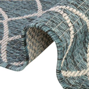 Teal 3' x 5' 3 Outdoor Trellis Rectangle Area Rug Weather Resistant for Patio, Deck, Terrace, Balcony, Porch Geometric Design Water Safe Outside Carpet for Sale at Rug Engine